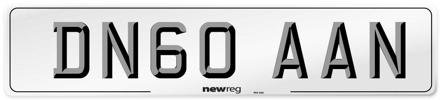 DN60 AAN Number Plate from New Reg